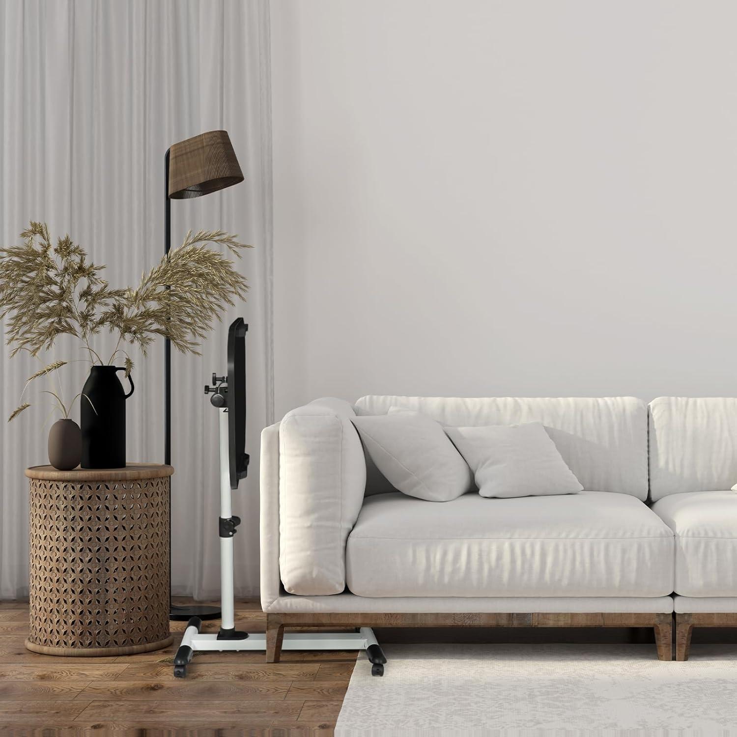 MoNiBloom Mobile Computer Desk, Adjustable Height Standing Table, Laptop Desk Rolling Sit-Stand with Wheels