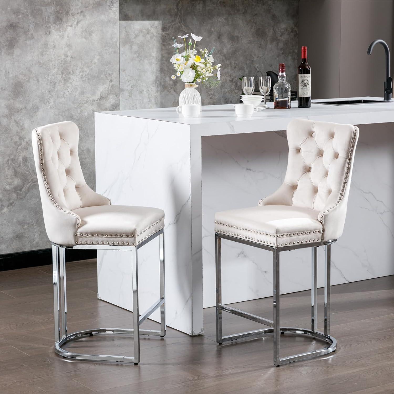 Jermon Upholstered Counter Stool with Metal Frame