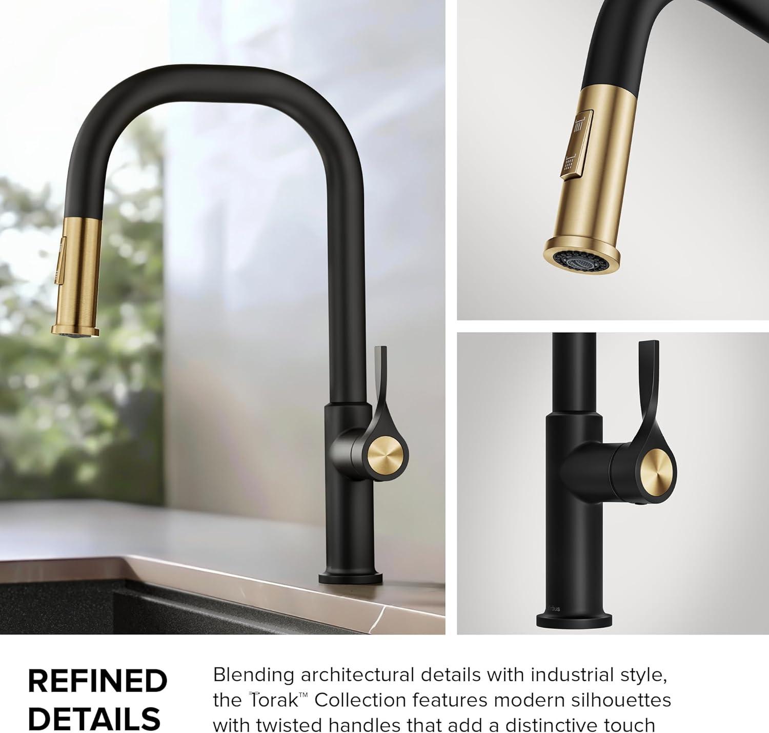 Matte Black Metal Single Handle Pull-down Kitchen Faucet with Sprayer