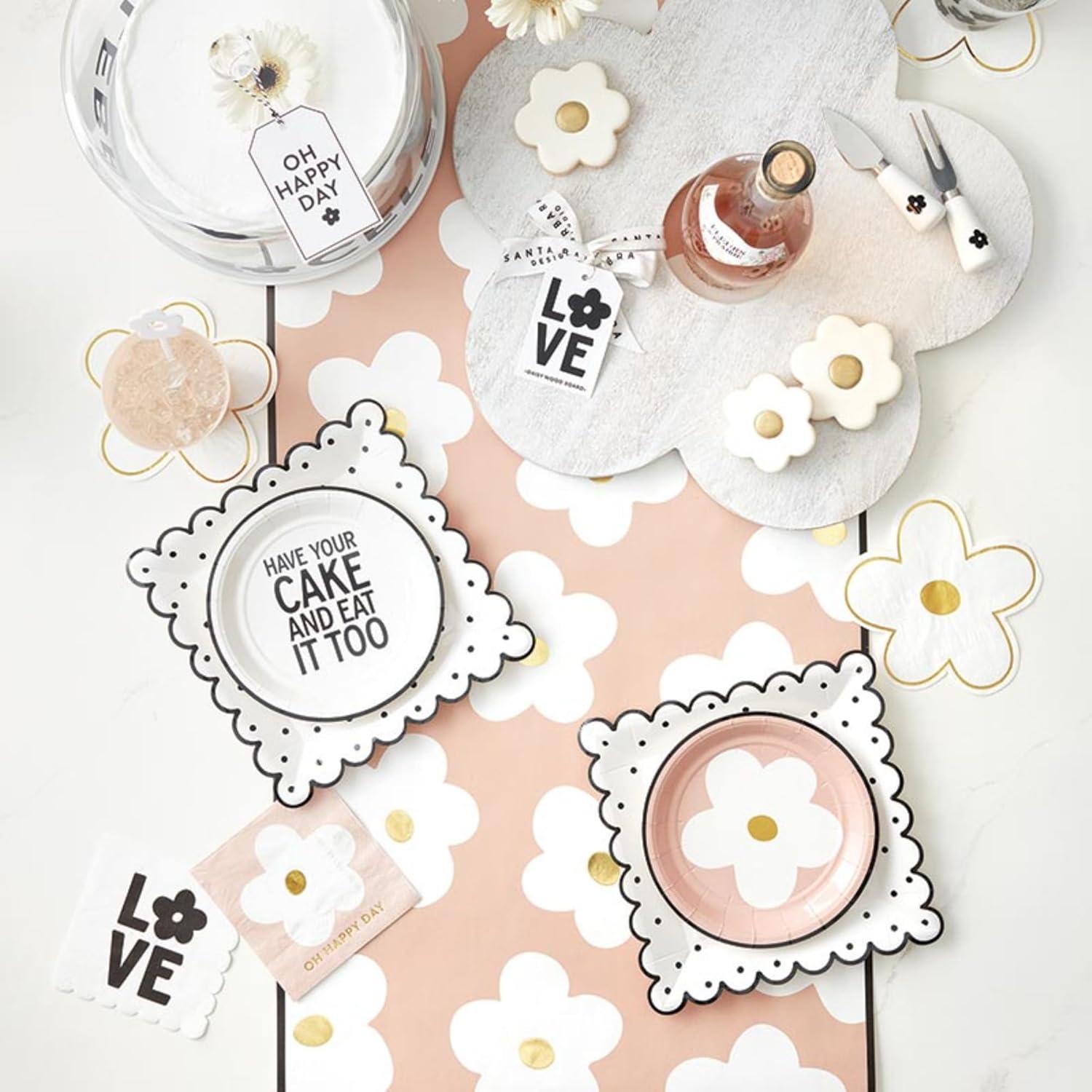 Santa Barbara Design Studio Die-Cut Paper Beverage Napkins Flower Shaped Cocktail Napkin Pack of 20, 5" x 5", White