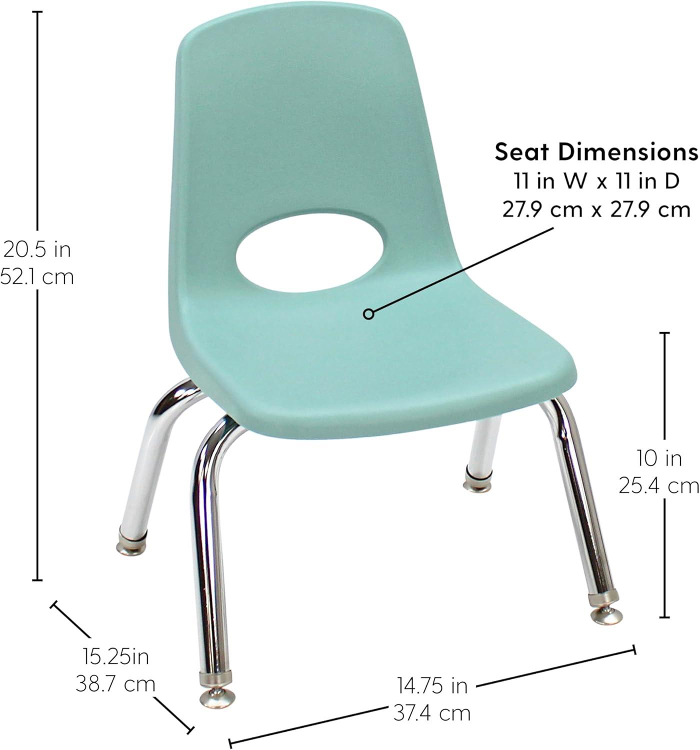 Seafoam Plastic Stackable Student Chairs with Chrome Steel Legs, Set of 6