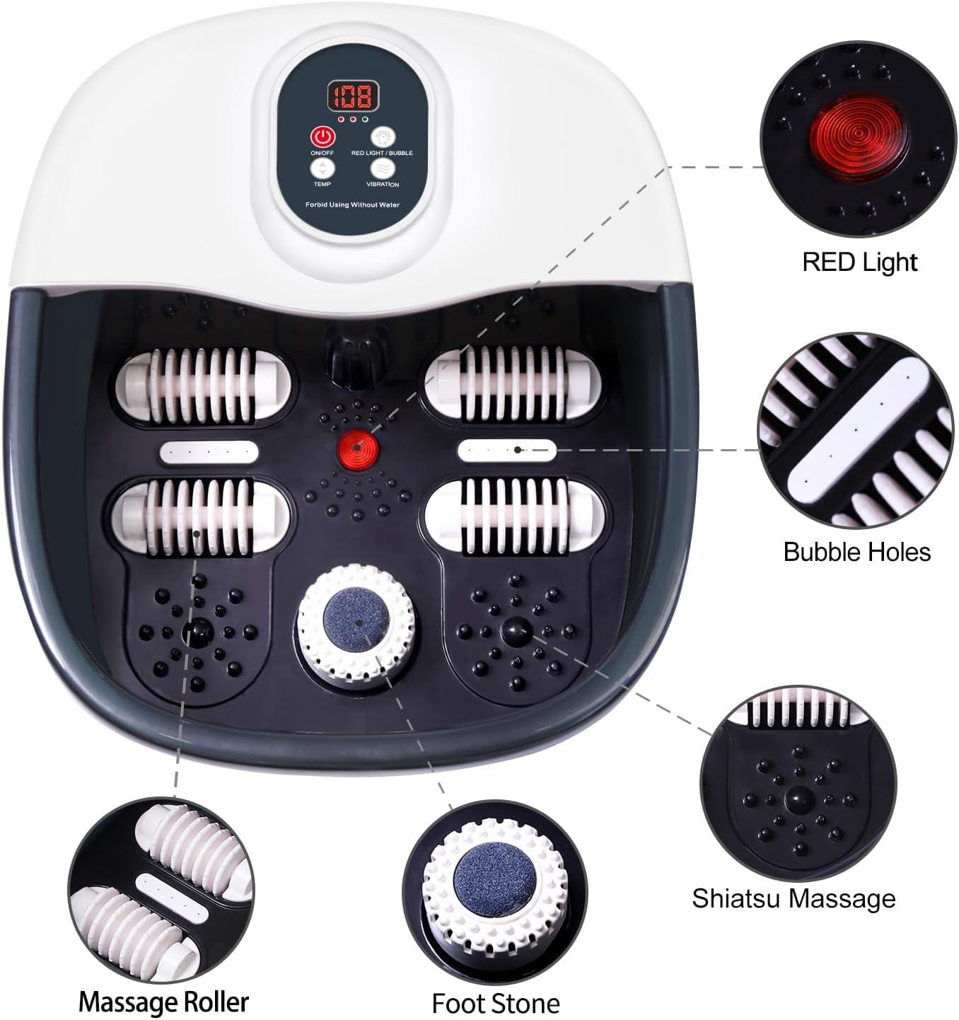 Foot Spa Bath Massager with Heat Bubbles and Vibration Massage and Jets, Pedicure Foot Spa Tub of 16 OZ Lavender Epsom Salt, Foot Soaker with Infrared Relieve Stress,Temperature Control