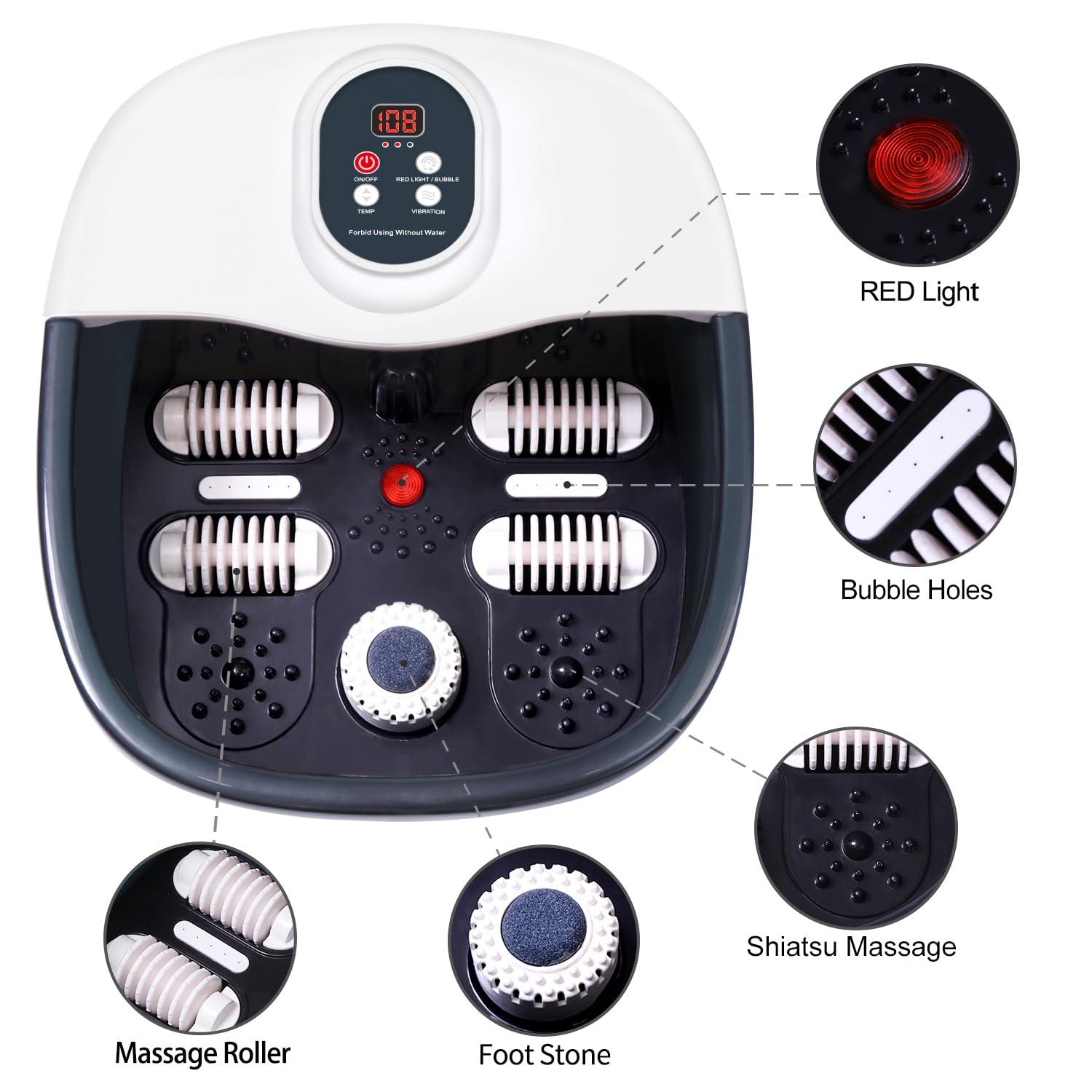 Foot Spa Bath Massager with Heat Bubbles and Vibration Massage and Jets, Pedicure Foot Spa Tub of 16 OZ Lavender Epsom Salt, Foot Soaker with Infrared Relieve Stress,Temperature Control