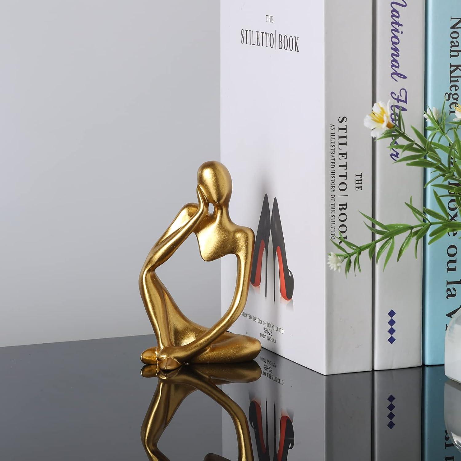 Golden Resin Abstract Thinker Statue Set