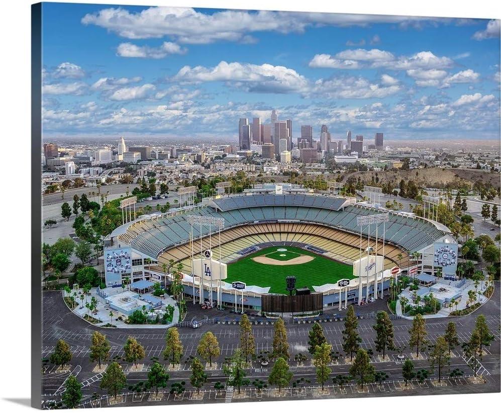 CANVAS ON DEMAND Los Angeles Dodger Stadium Canvas Wall Art Print by Copterpilot Photography, Fine Art Photography, Home Decor, Baseball Artwork, 20"x16"