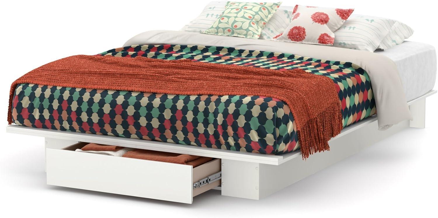 South Shore Full/Queen Holland Platform Bed with Drawer, Pure White