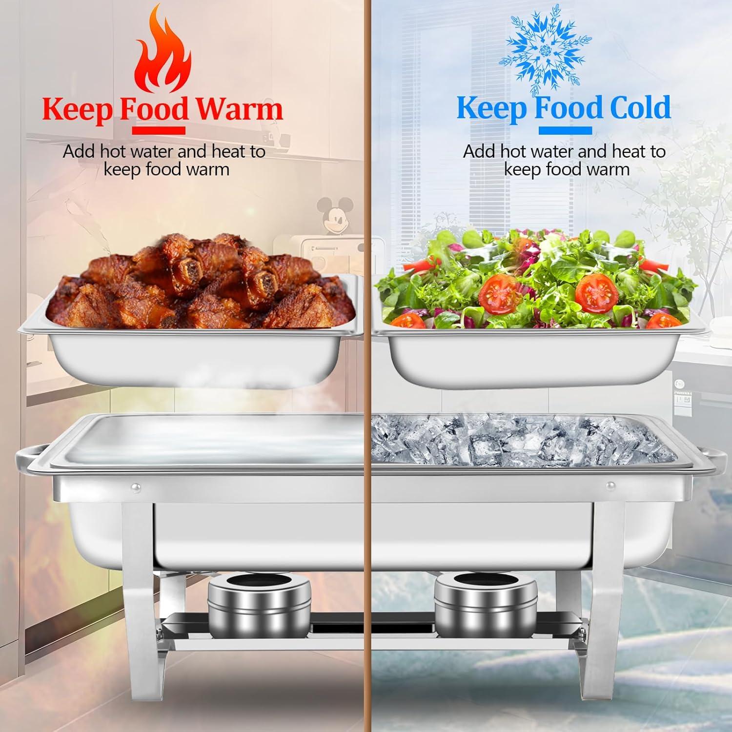 The Party Aisle™ Chafing Dishes For Buffet 4 Pack, 8 Qt Stainless Steel Chafers And Buffet Warmers Sets With Lid, Rectangle Serving Food Warmer Catering Supplies Buffet Display For Parties