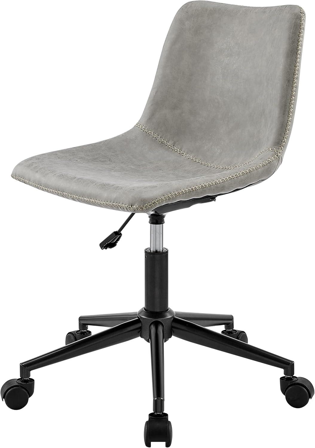New Pacific Direct Clarke 22" PU and Plywood Swivel Office Chair in Gray