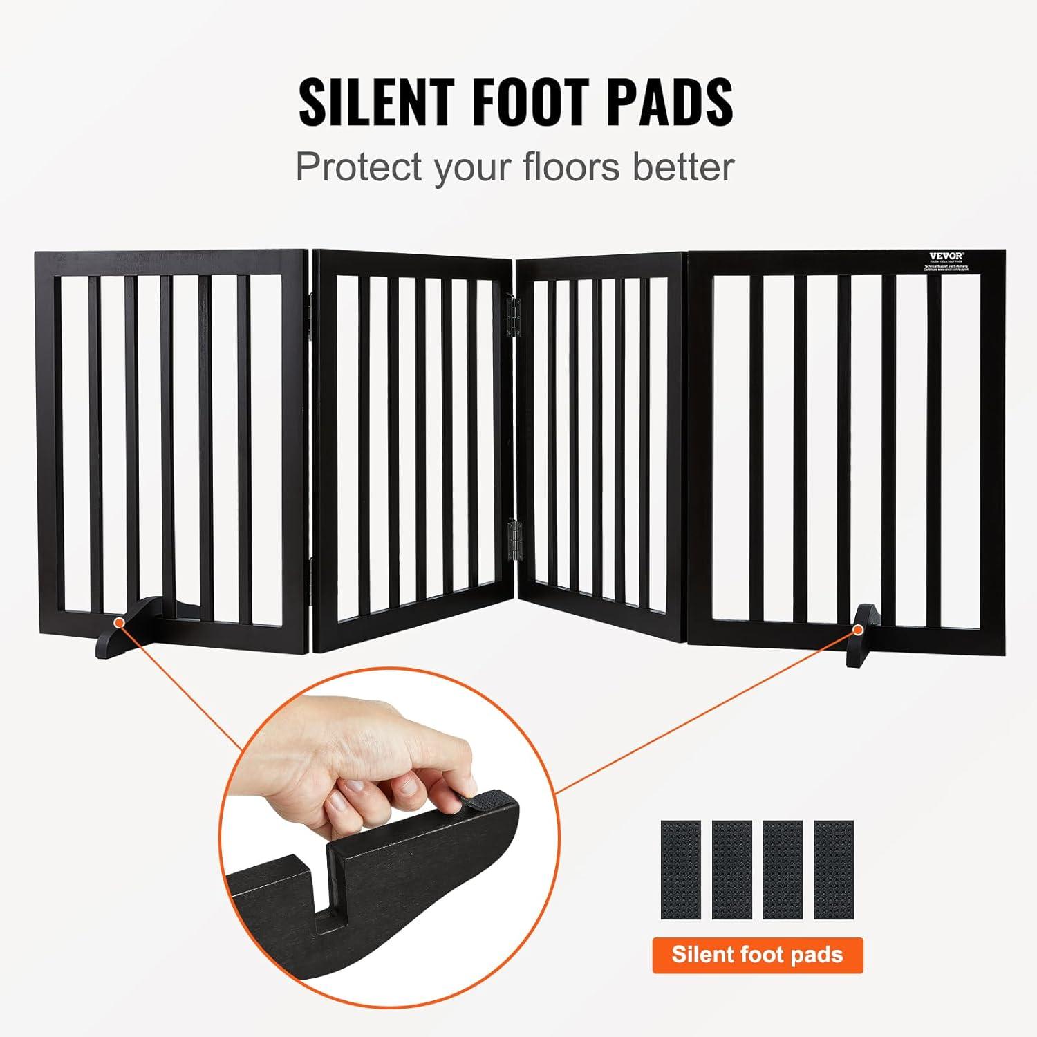 Solid Wood Free Standing Pet Gate With Door