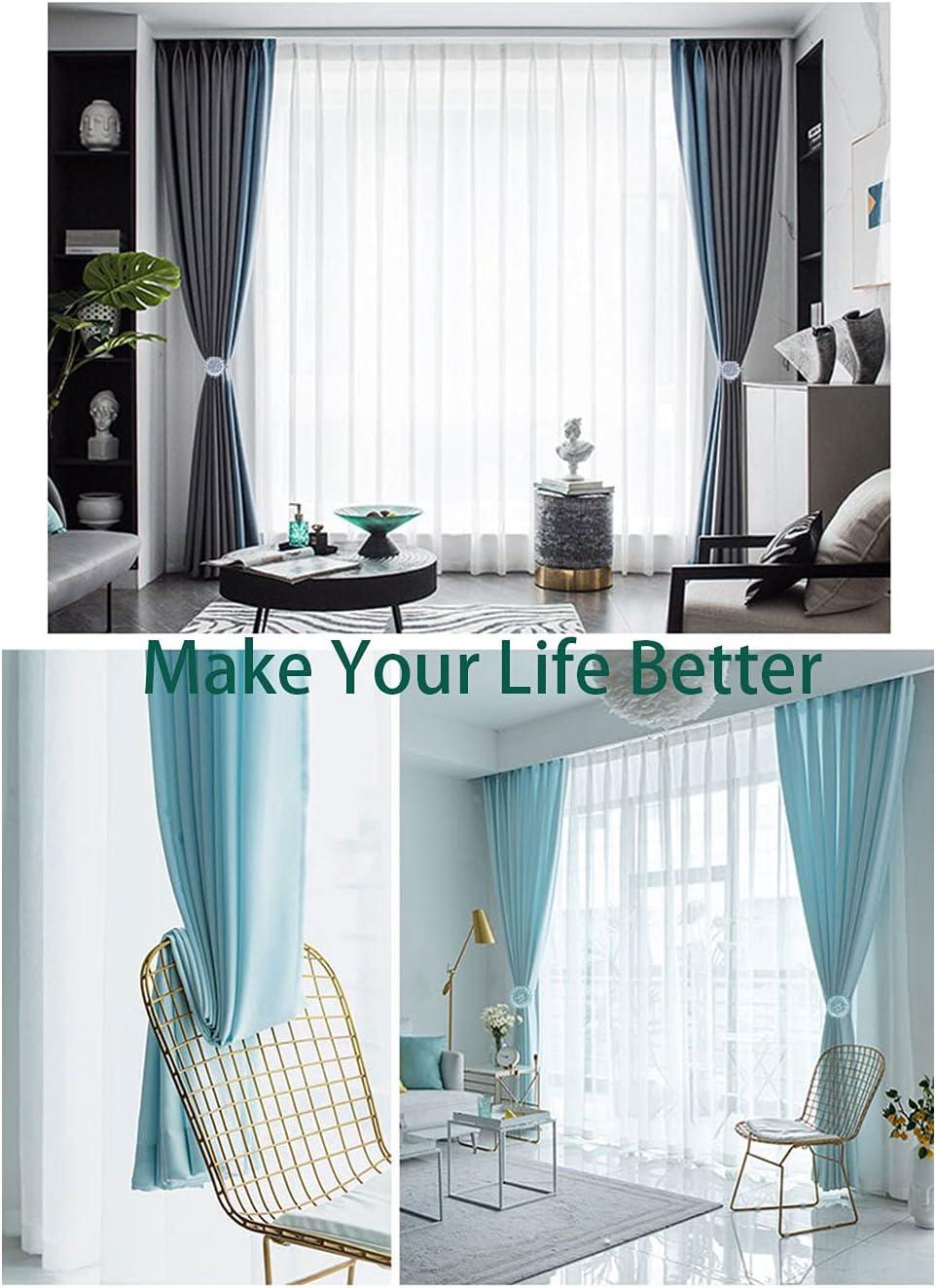 Magnetic Curtain Holdbacks Magnetic Tiebacks for Curtains, 2 Pack Sparkling Crystal Flower Curtain Tiebacks Curtain Buckle Clips with High-Elastic Spring Wire for Home Office