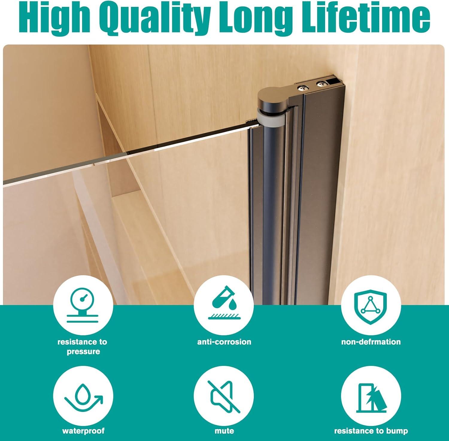 LILI 31"W x 55"H Frameless Folding Pivot Shower Tub Door Reversible Installation LI55675LL