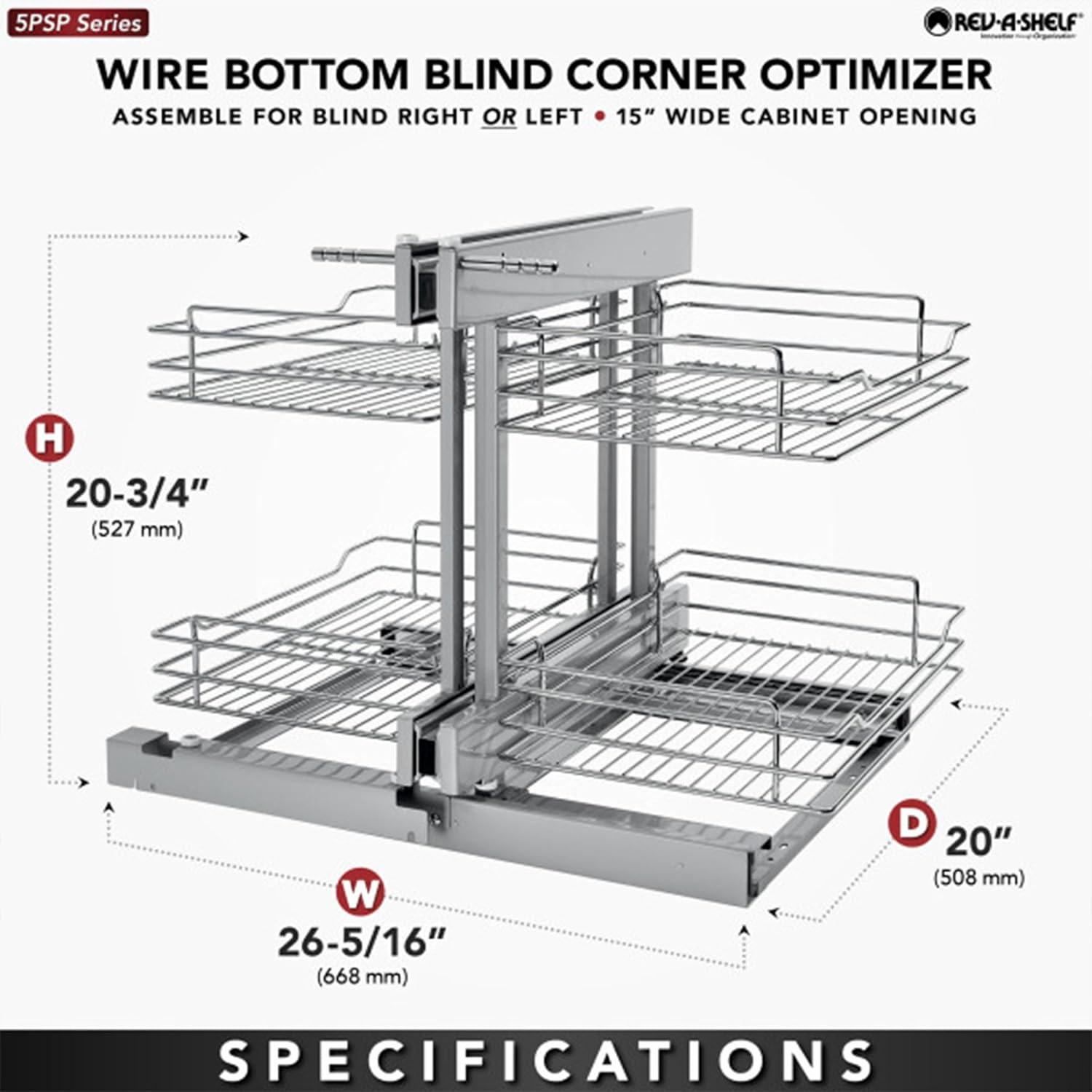 Chrome 15" Pullout Blind Corner Kitchen Cabinet Organizer