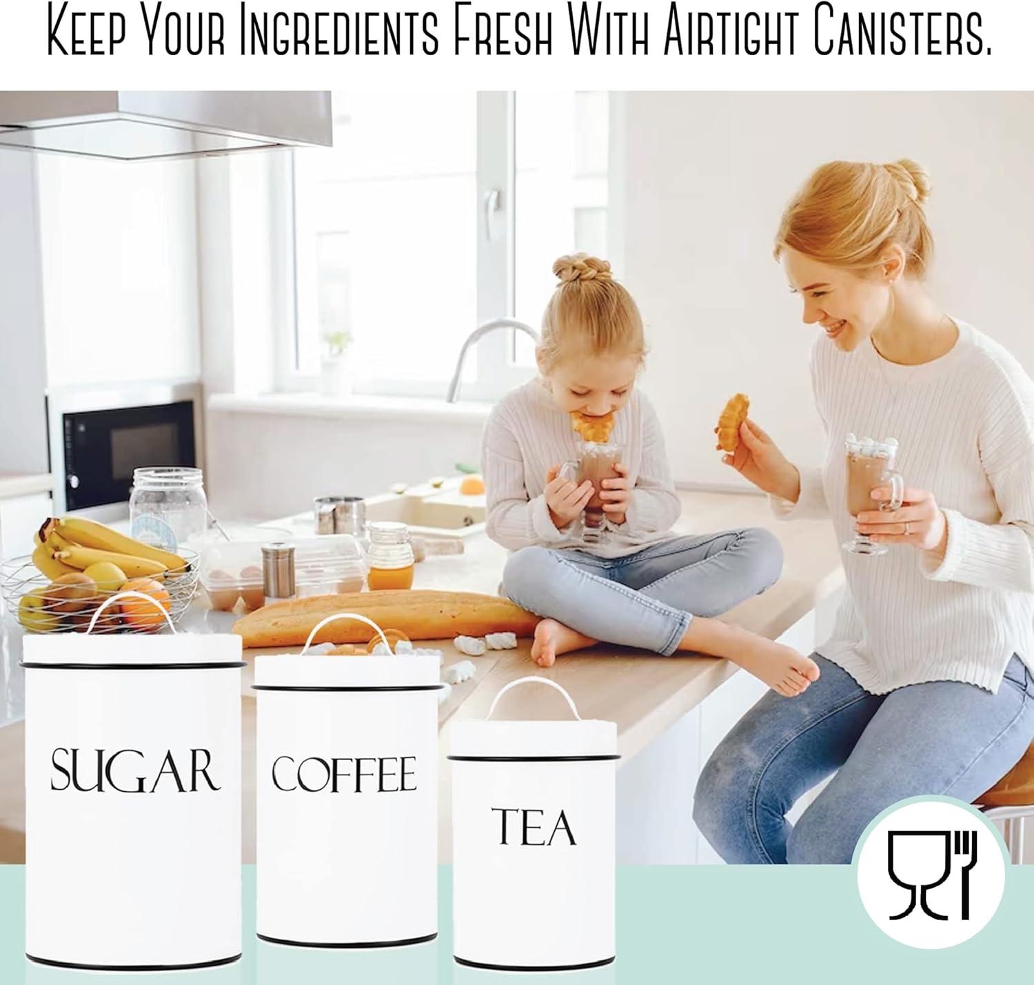 Outshine Co Outshine Farmhouse Nesting Kitchen Canister Set Perfect for Flour Coffee Tea Sugar (Set of 4)