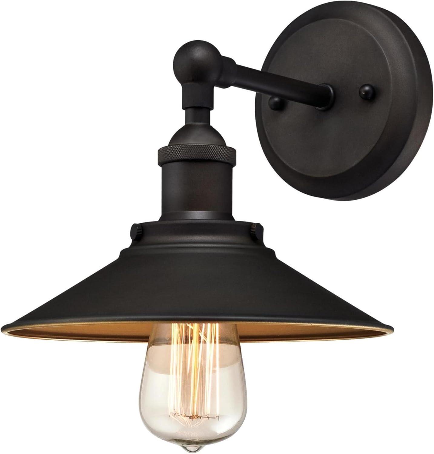 Louis Industrial Bronze Wall Sconce with Metallic Interior