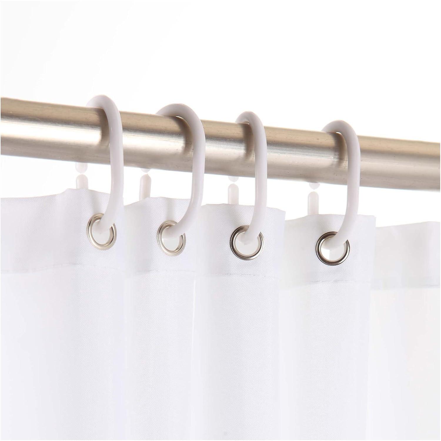 Evideco Solid Plastic Shower Curtain Hooks Rings (Set of 12)