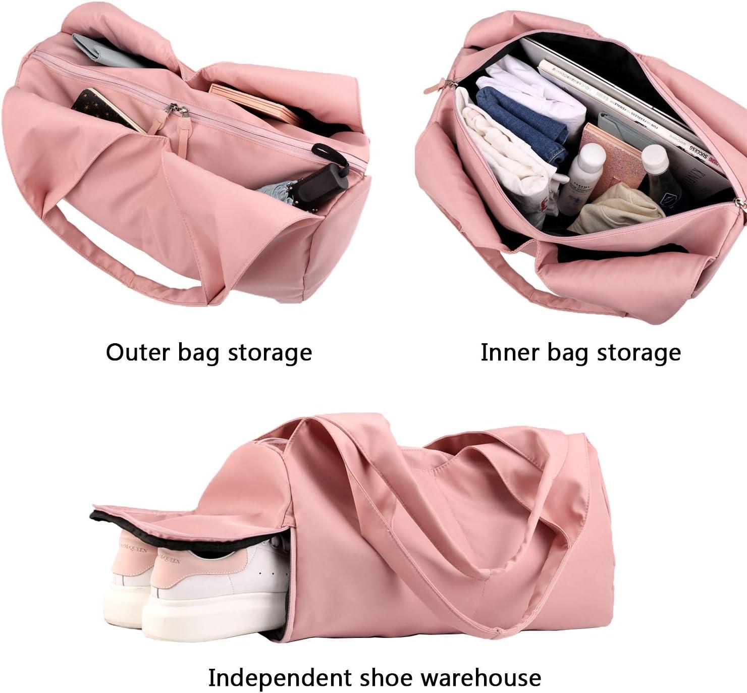 Sports Bag for Men and Women with Shoe Compartment & Wet Compartment Weekender Travel Bag Leisure Handbag Foldable Gym Bag Shopping Bag