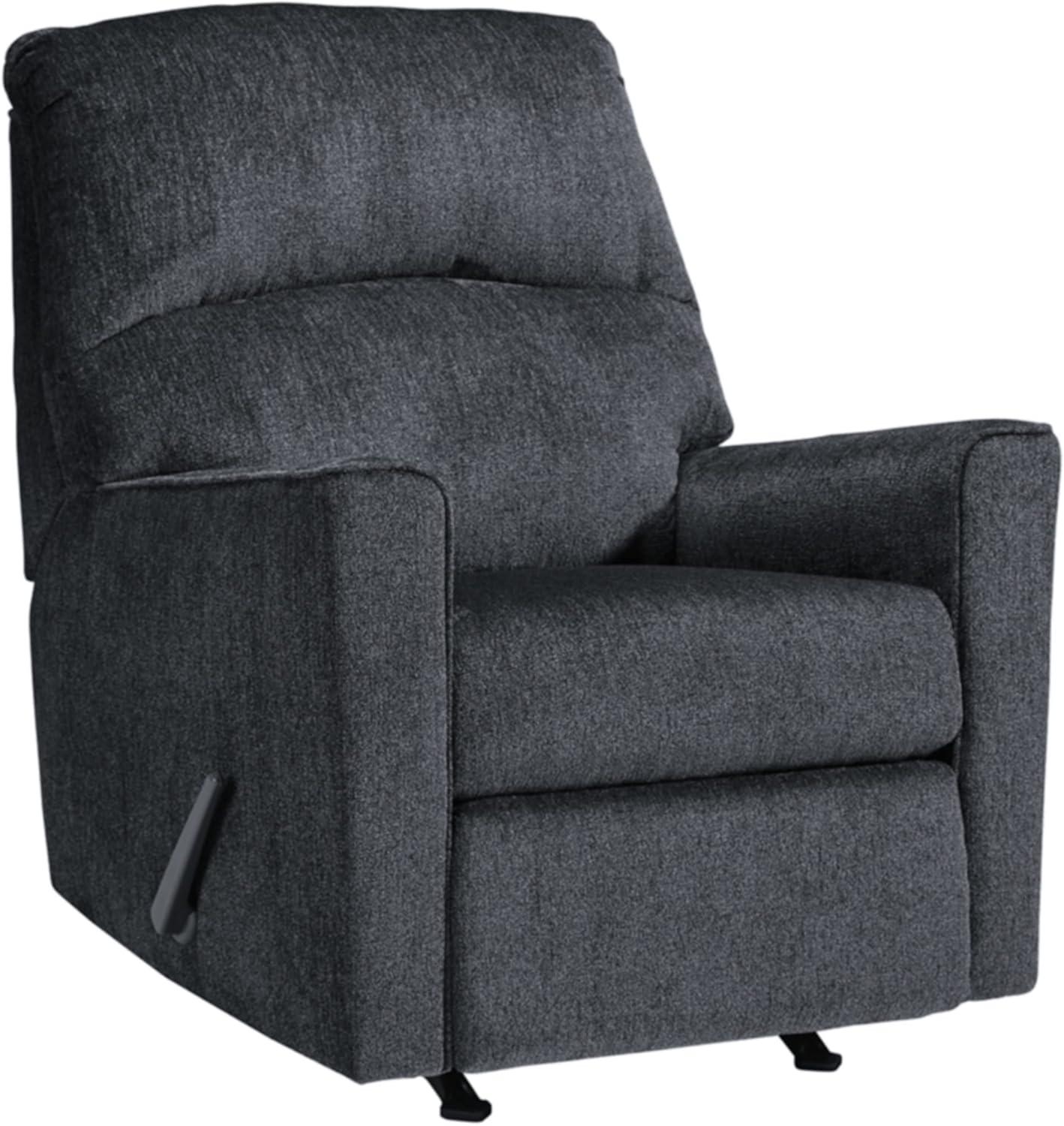 Slate Gray Metal Frame Rocker Recliner with Plush Upholstery