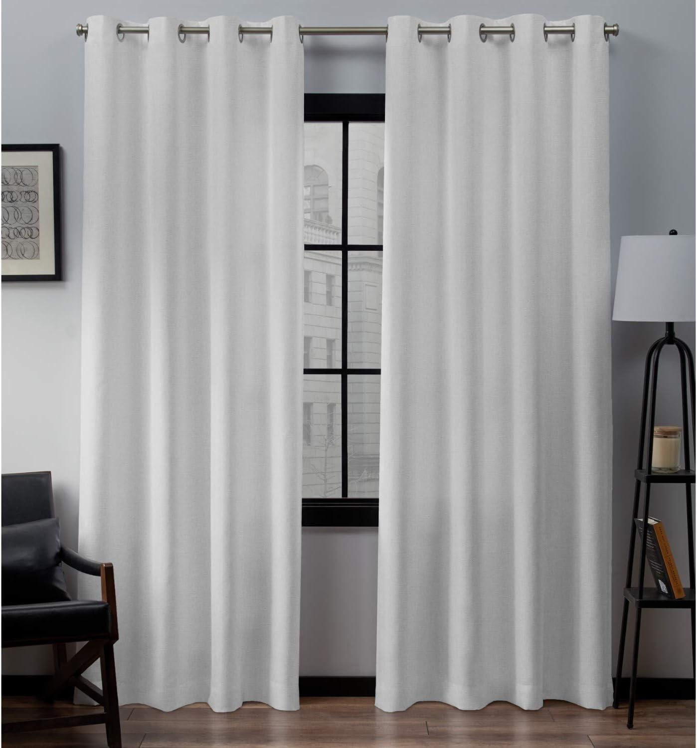 Winter White Light-Filtering Linen Grommet Curtain Panels, Set of 2