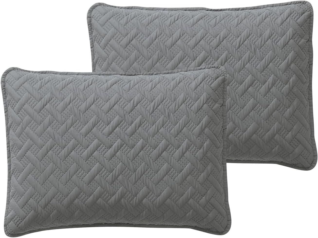 3pc Full/Queen Nina Embossed Quilt Set Gray - VCNY Home: Hypoallergenic Microfiber Coverlet with Shams