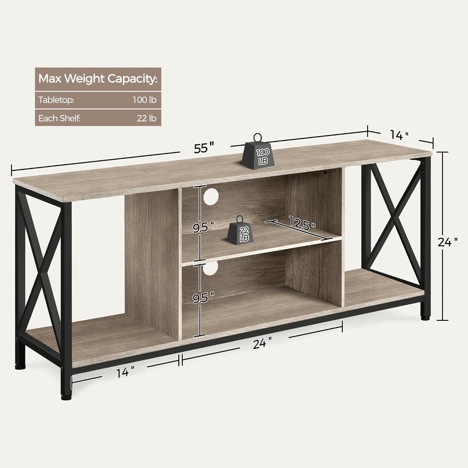 Yaheetech TV Stand for TVs up to 65 Inch with Storage Compartments,Gray