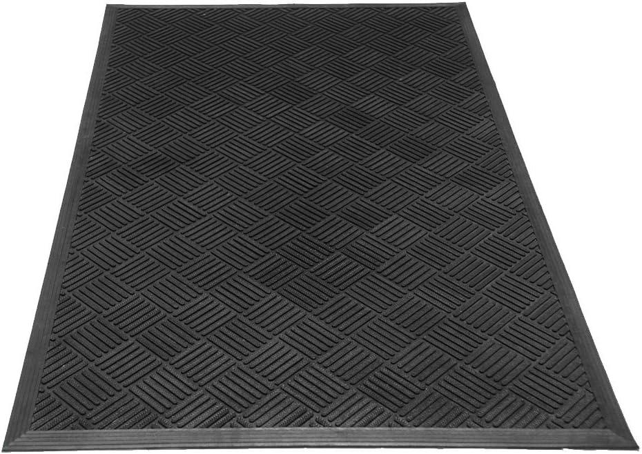 Rubber-Cal "Dura-Scraper Checkered" Entrance Mat - Black