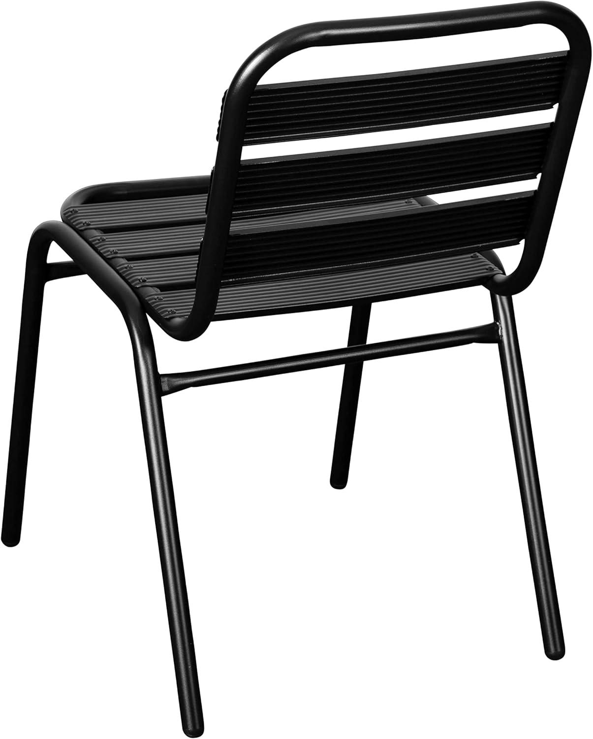 Emma and Oliver Aluminum Commercial Indoor-Outdoor Armless Restaurant Stack Chair with Triple Slat Back