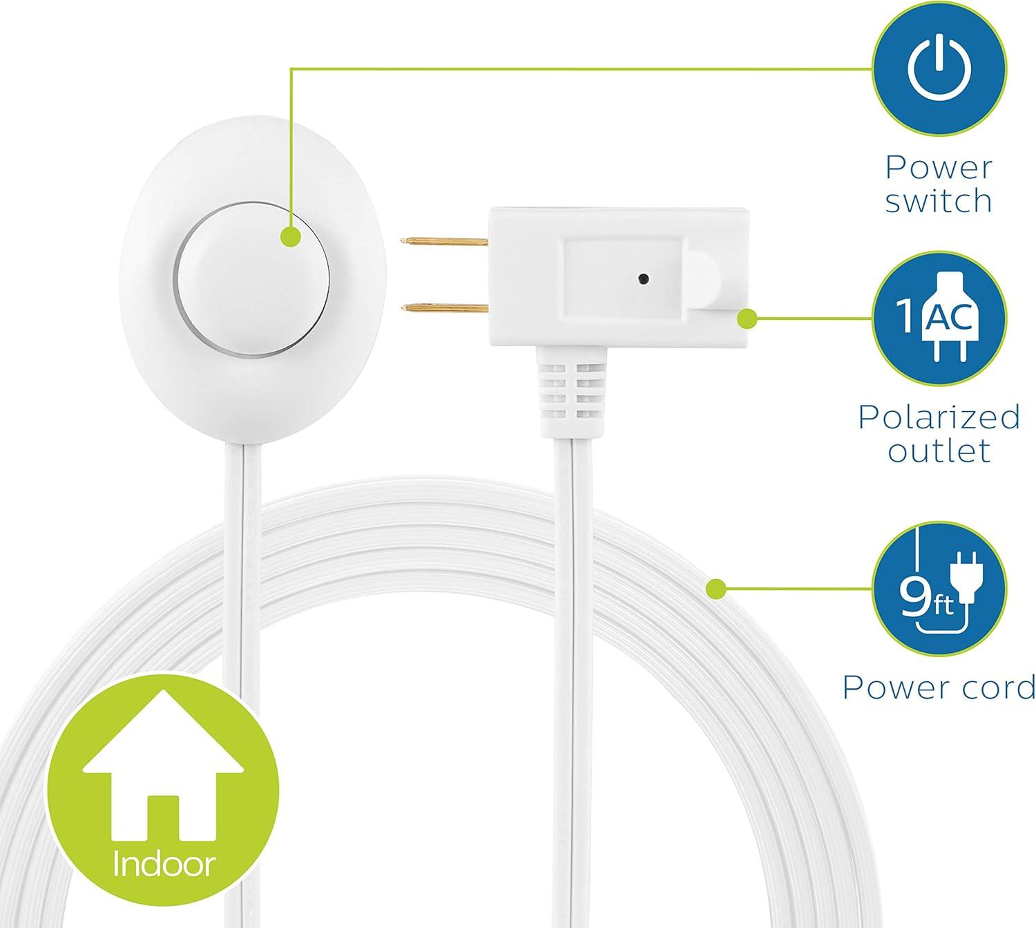 Philips Accessories Plug-in Footswitch, 9 Ft Long Cord, One Polarized Outlet, On/Off Switch, White, SPS1036WF/37 White 1 Pack