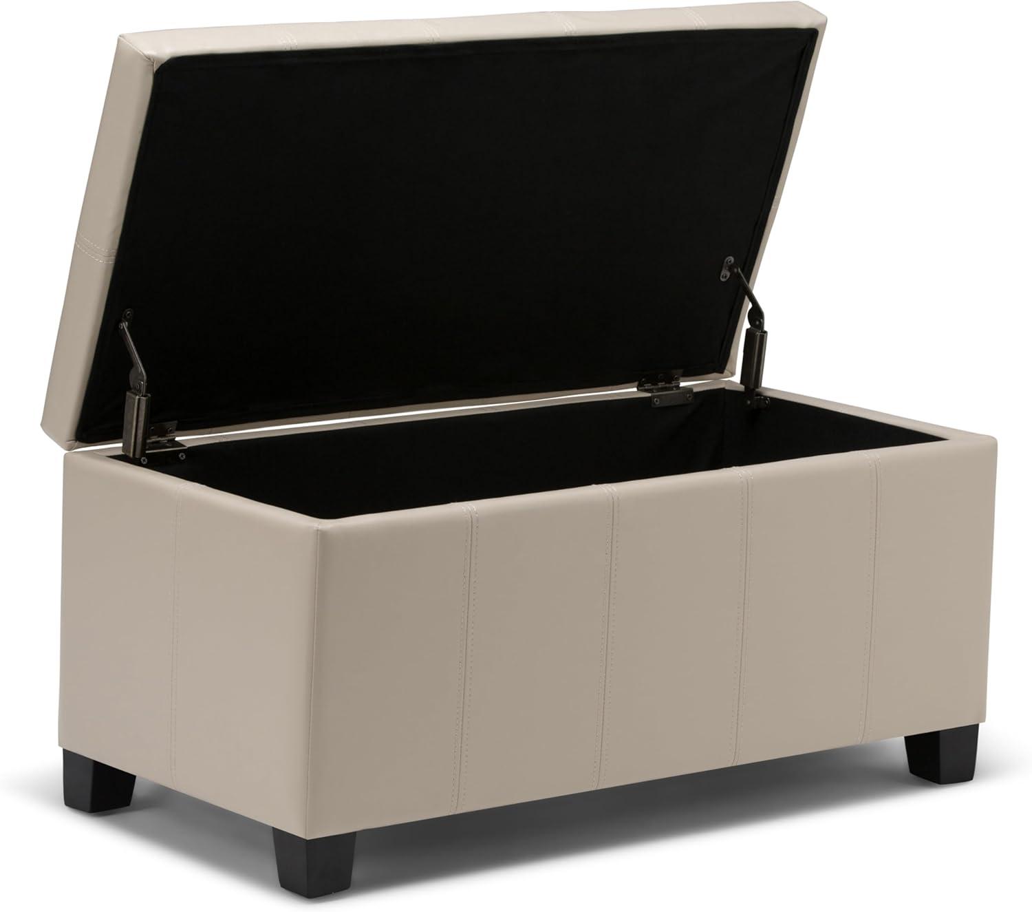 Simpli Home Dover 36"W Upholstered Storage Ottoman Bench with Lift-Top and Large Interior Storage