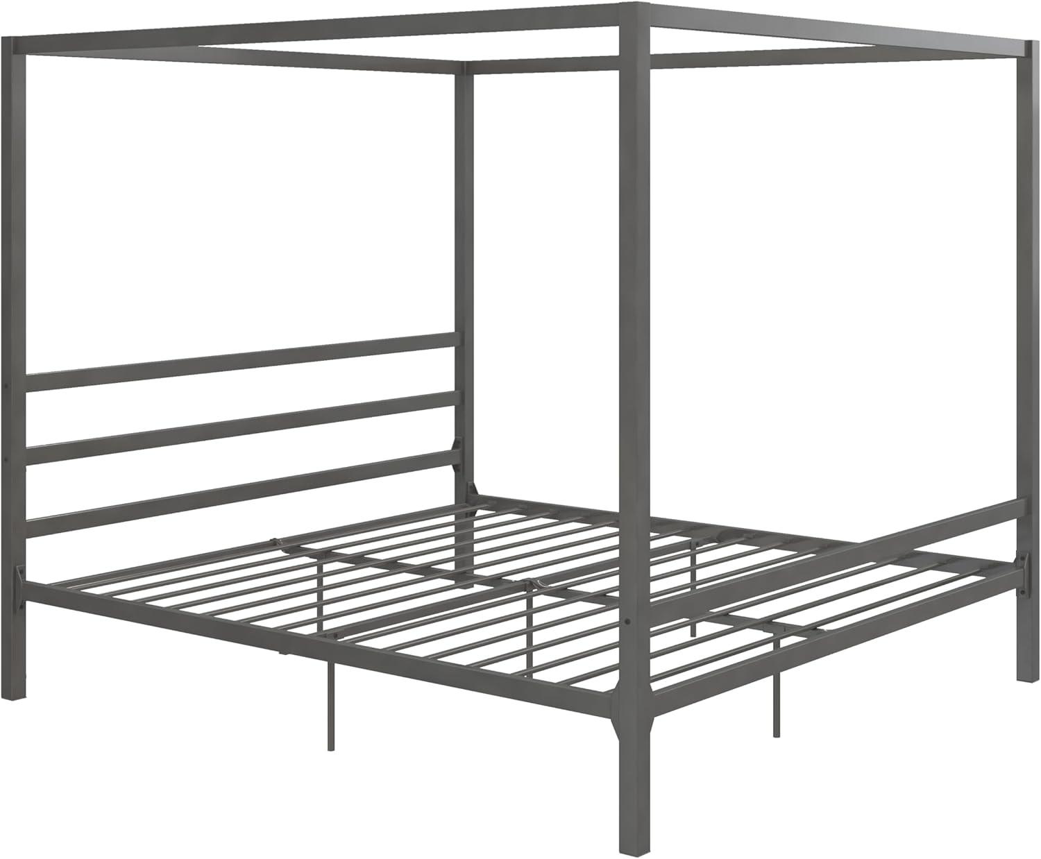 DHP Modern Metal Canopy Platform Bed Frame, King, Gunmetal Gray