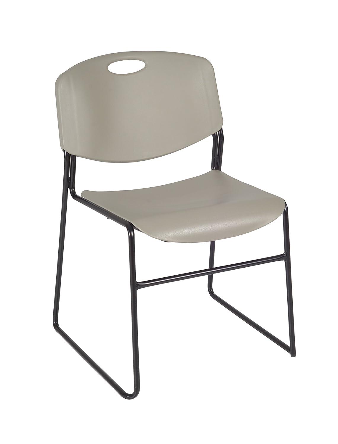 Regency 42 in. Round X-Base Breakroom Table- Grey & 4 Zeng Stack Chairs- Grey