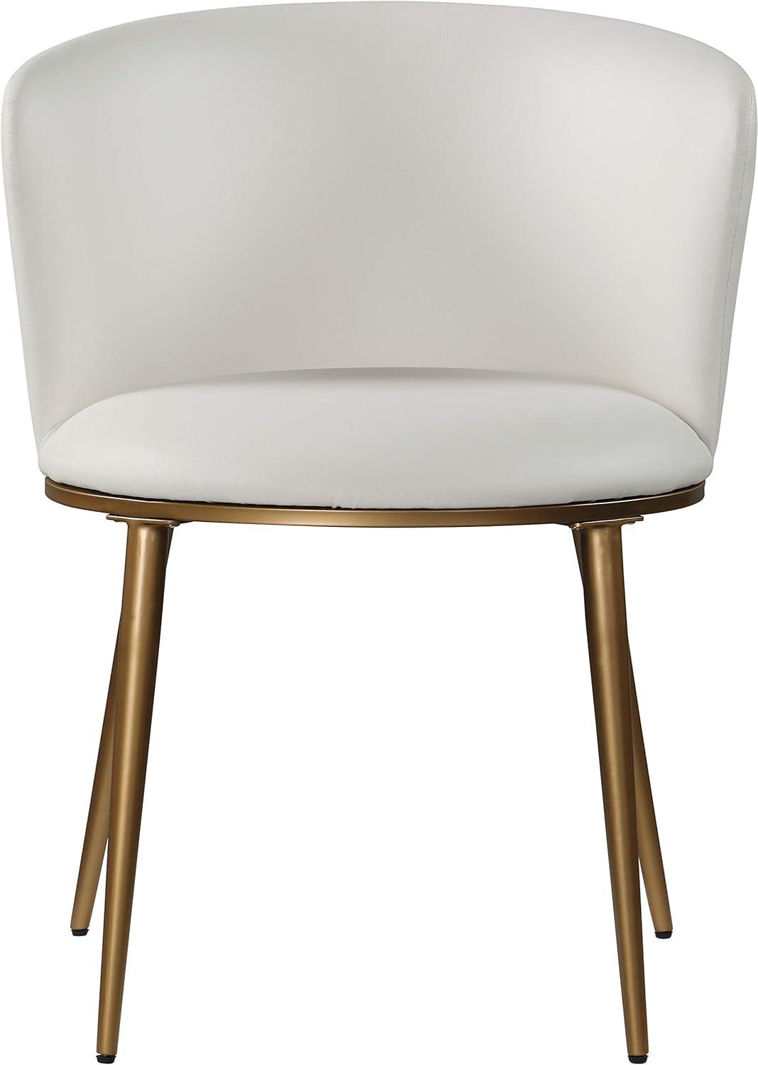 Skylar Petite White Faux Leather Dining Chair with Gold Legs