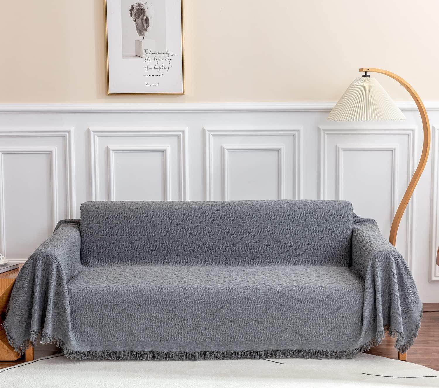 Lark Manor™ Couch Cover Sheet Blanket, Oversized Reversible Couch Covers for 3 Cushion Sofa, Extra Large Furniture Decoration Cover Sofa Slipcovers, L-Shape U-Shaped Sectional Protector for Cats Dogs