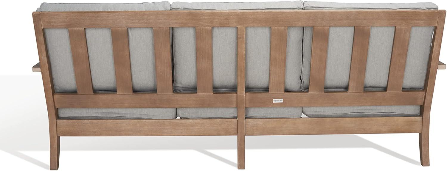 Martinique Natural Wood Patio Sofa with Grey Cushions