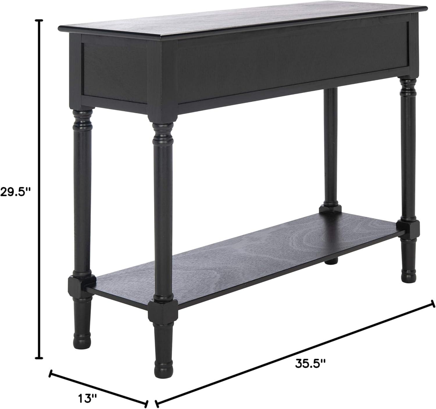 Landers Black Wood 2-Drawer Console Table with Storage