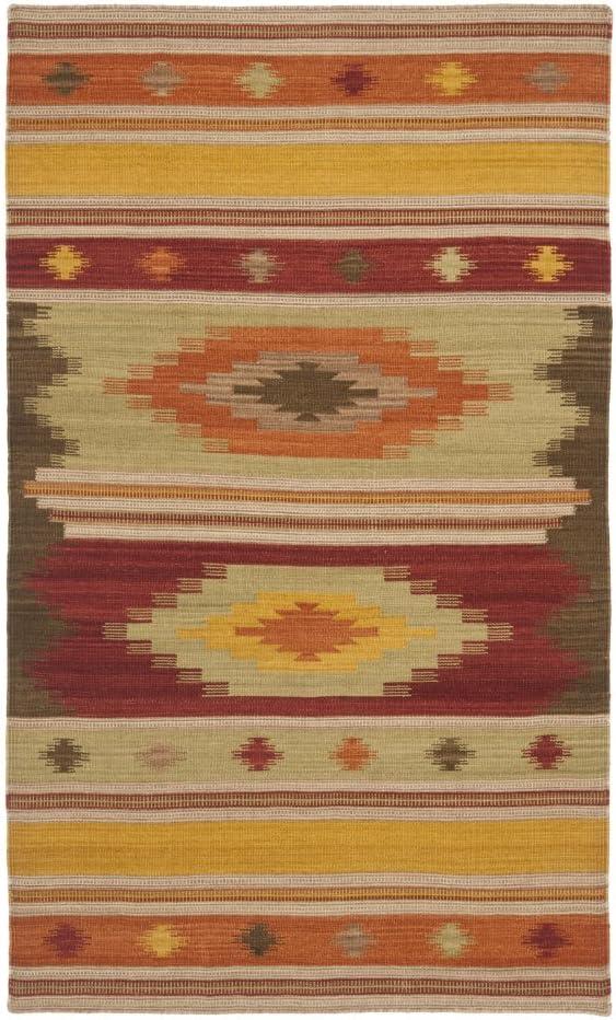 Kilim NVK176 Hand Woven Indoor Area Rug - Brown/Multi - 4'x6' - Safavieh