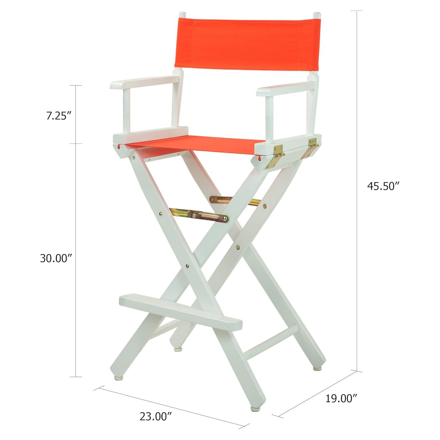 "30" Director's Chair White Frame-Orange Canvas"