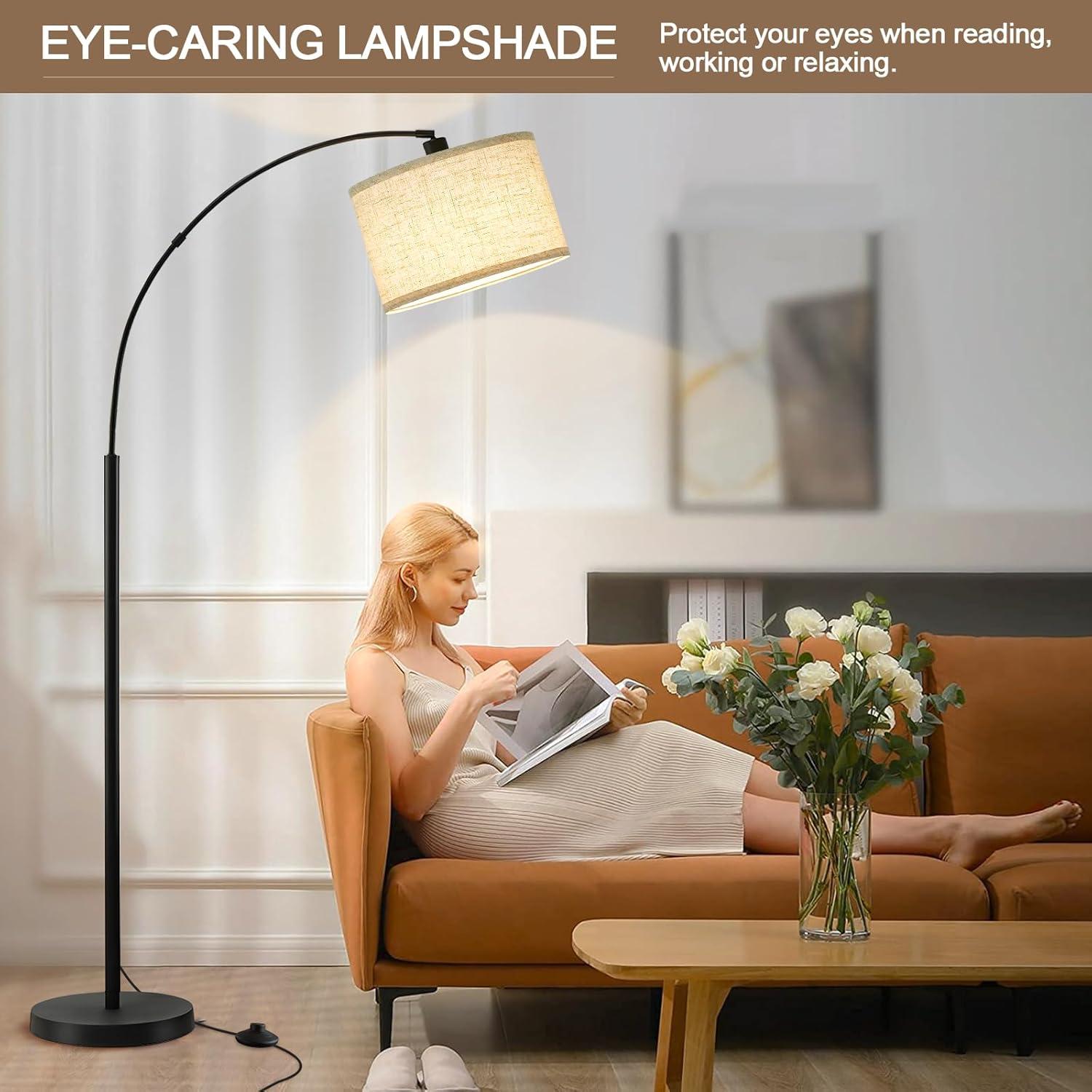 Mercer41 Vondal Arc Floor Lamps for Living Room Lighting, Modern Arched Lamp with Foot Switch