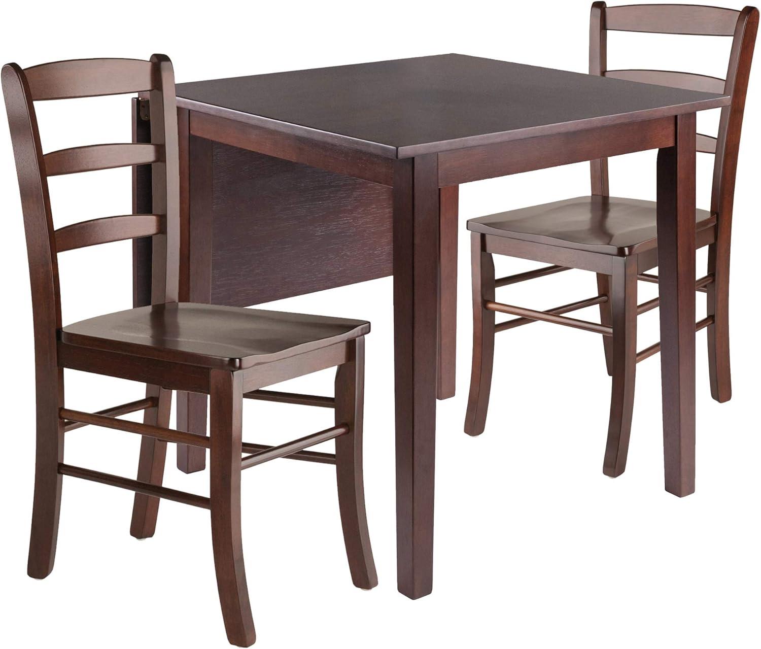 Perrone Solid Wood Drop Leaf Dining Table Set with Ladder Back Chairs