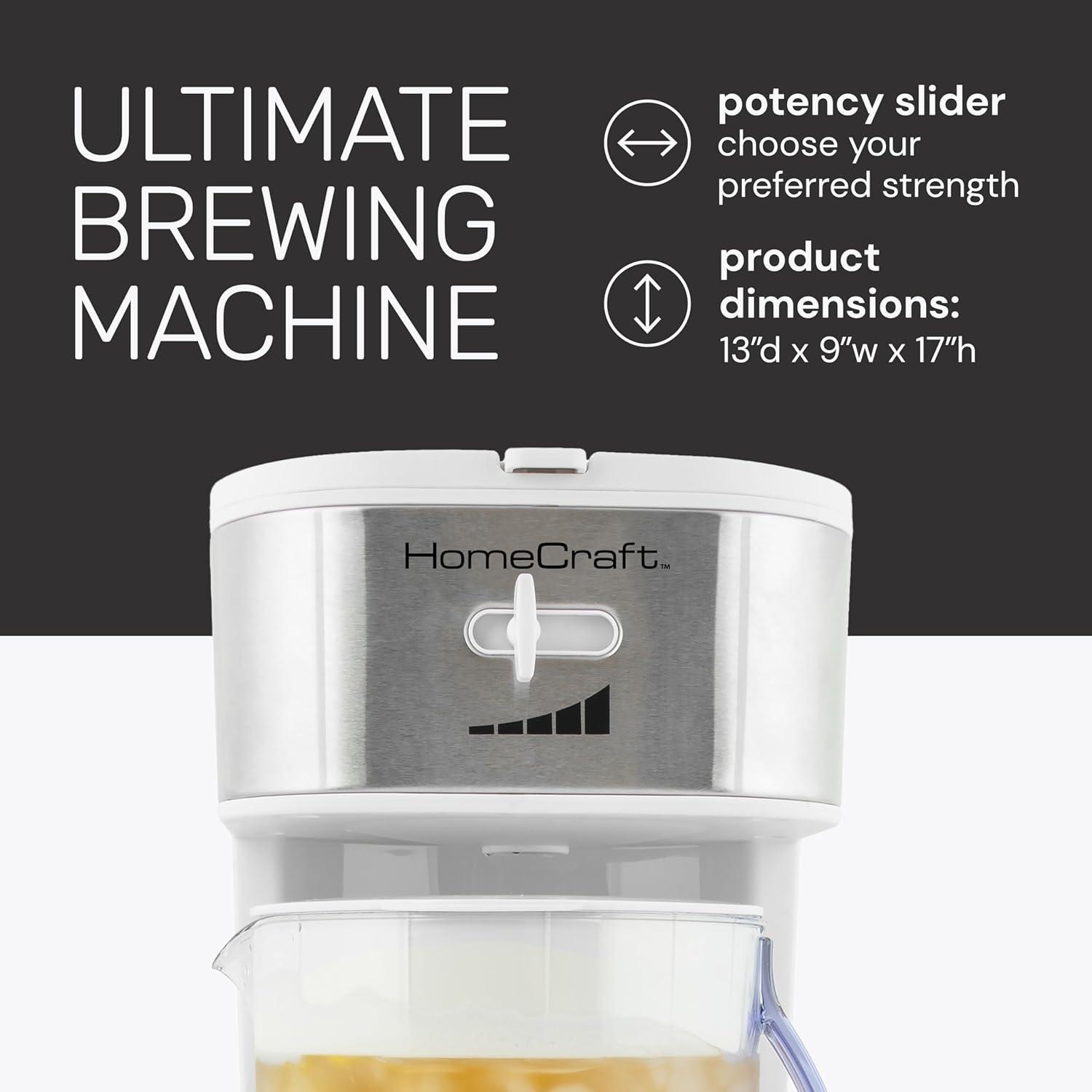 HomeCraft 3-Quart White Stainless Steel Café' Ice Iced Coffee and Tea Brewing System
