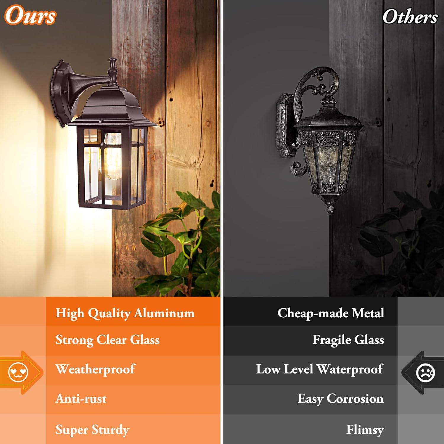 Outdoor Lights Fixtures Wall Sconce 2 Pack Black Porch Lights Outdoor Wall Lantern Decor Aluminum Anti-Rust Exterior Waterproof Outdoor Lights for House Patio Garage Front Door Entryway