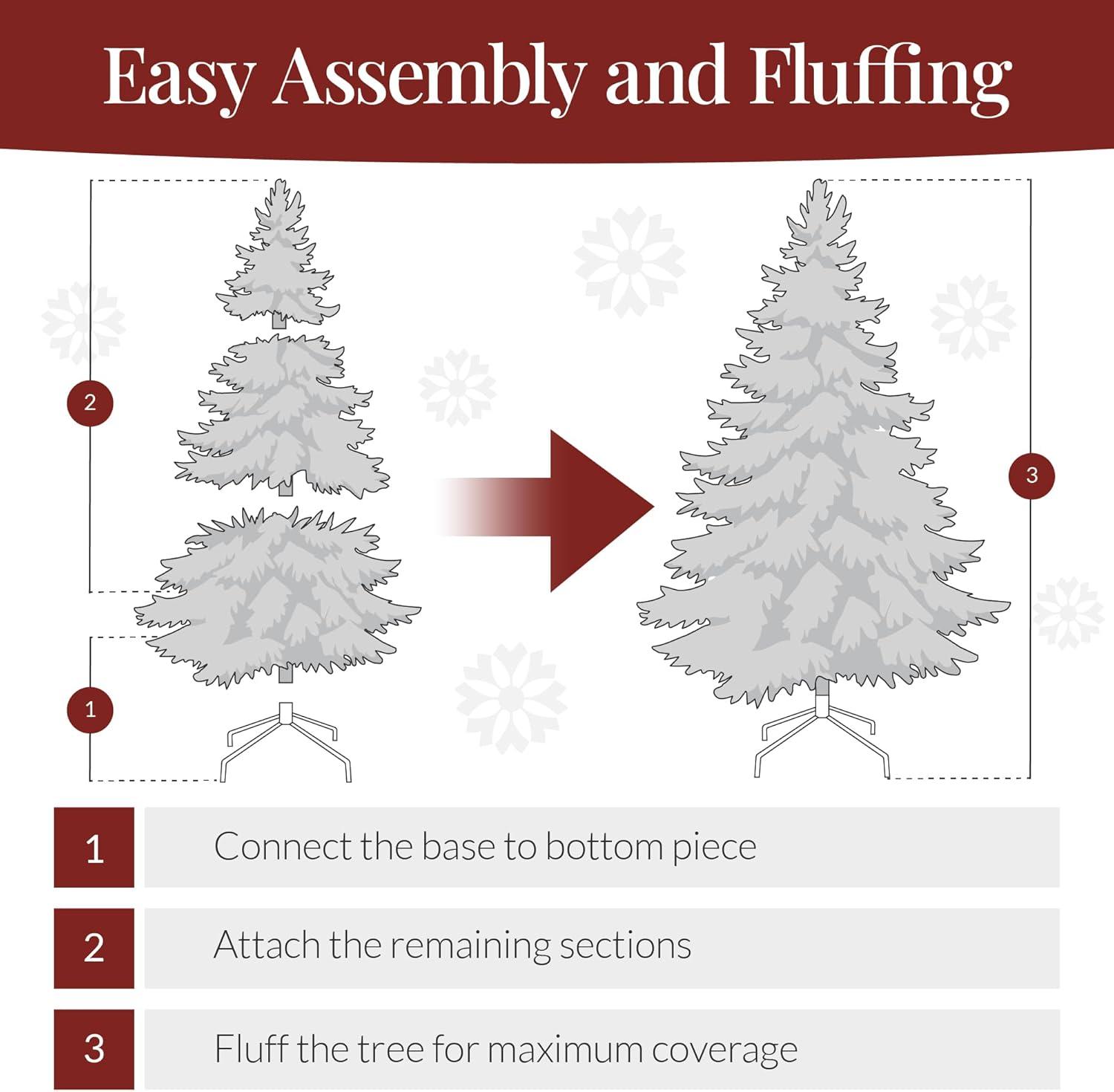 Best Choice Products 6ft Pre-Lit Premium Hinged Artificial Christmas Pine Tree w/ 1,000 Tips, 250 Lights, Metal Base