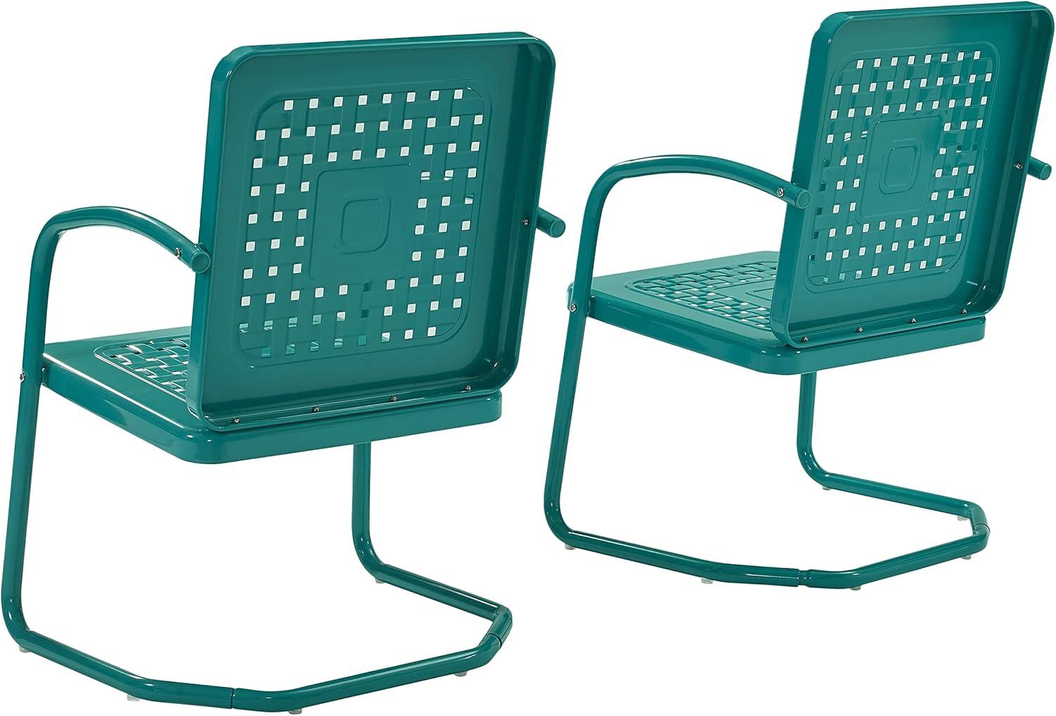 Vintage Turquoise Retro Metal Outdoor Armchair Set