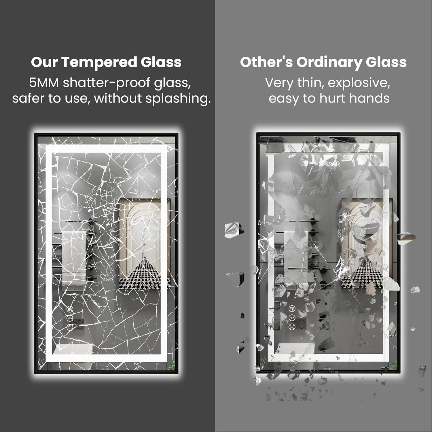 Amorho LED Mirror for Bathroom, 24"X32" with Front and Backlight, Stepless Dimmable Wall Mirrors with Anti-Fog, Shatter-Proof, Memory, 3 Colors, Double LED Vanity Mirror(Horizontal/Vertical)