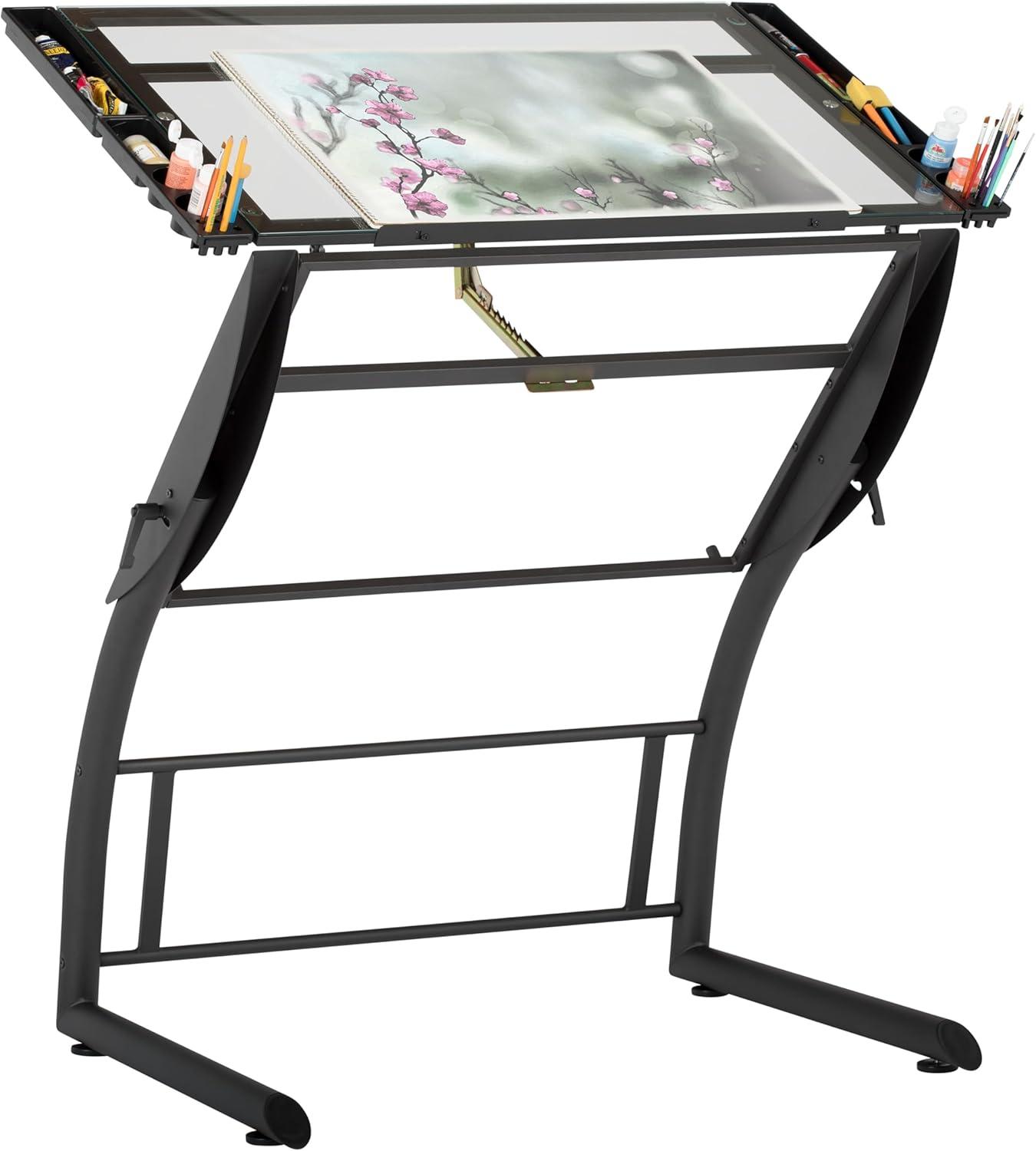 Inbox Zero Cournoyer Glass Drafting Table