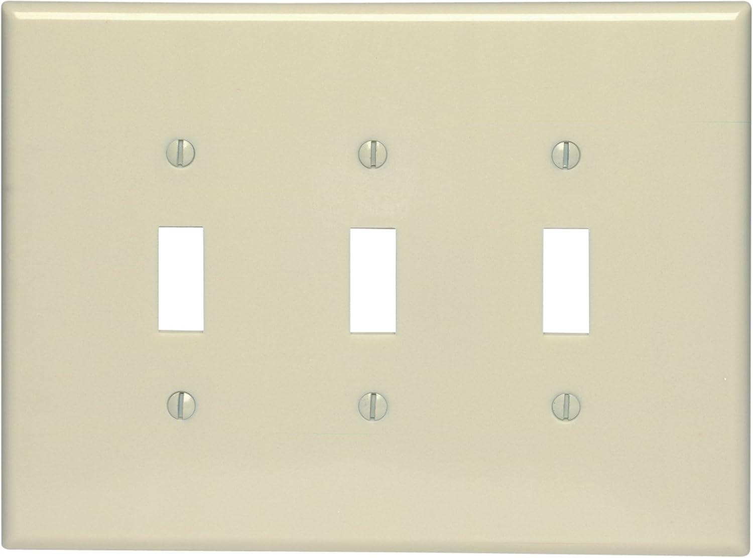 Leviton 86111 3-Gang Toggle Device Switch Wallplate, Oversized, Thermoset, Device Mount, Ivory