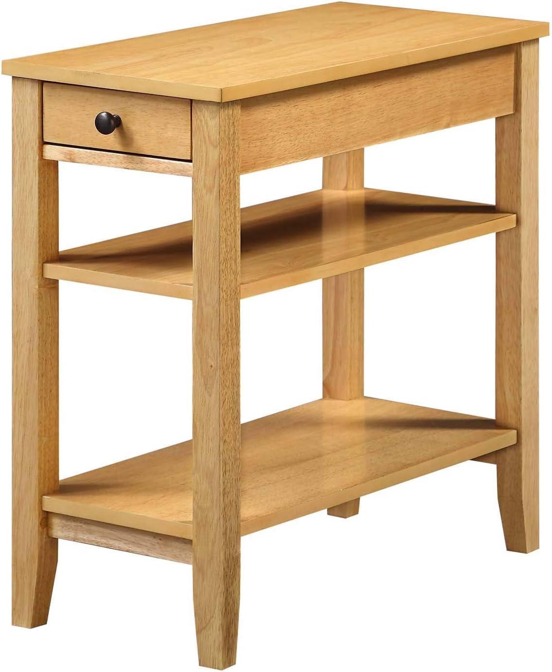 Natural Wood 24" Rectangular End Table with Storage