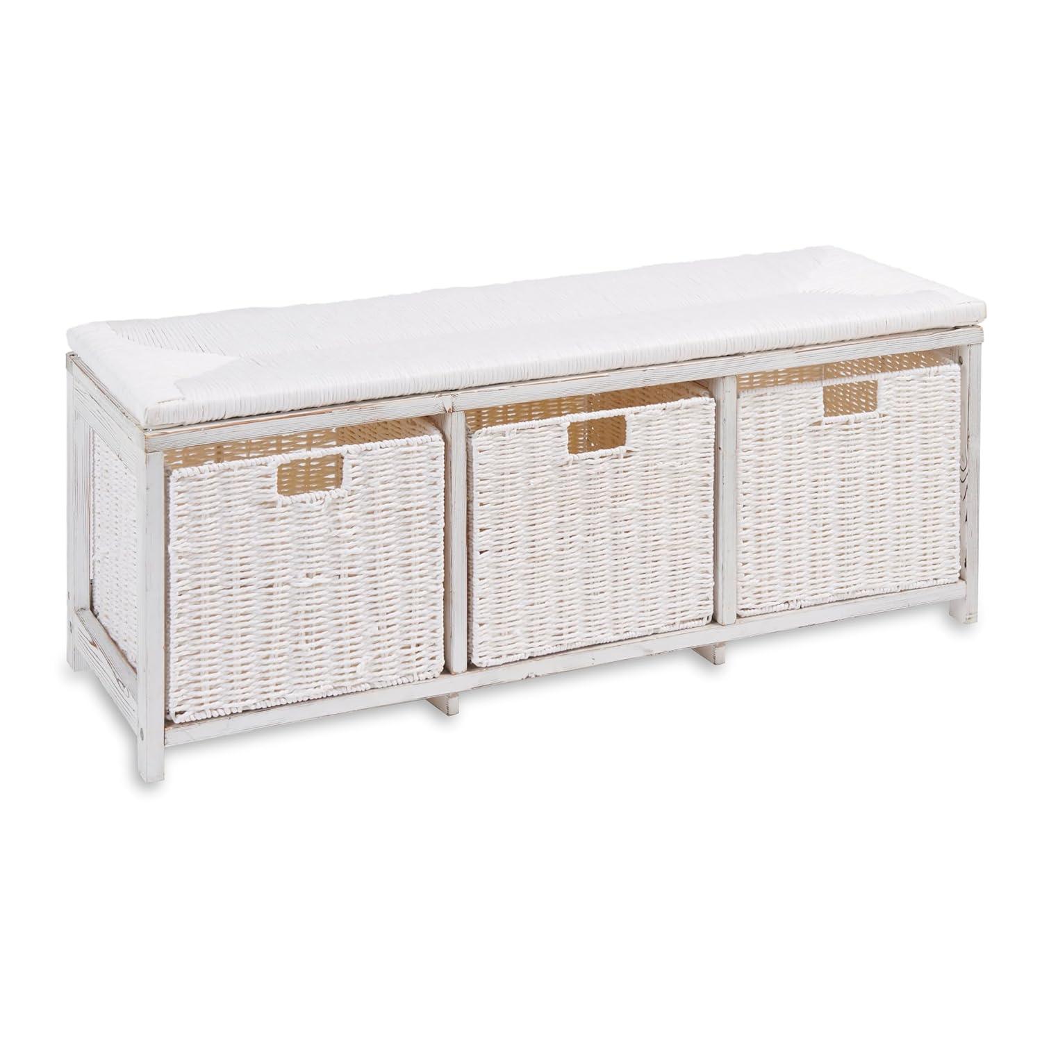 Sunside Sails Kid''s Storage Bench With Woven Top And Baskets