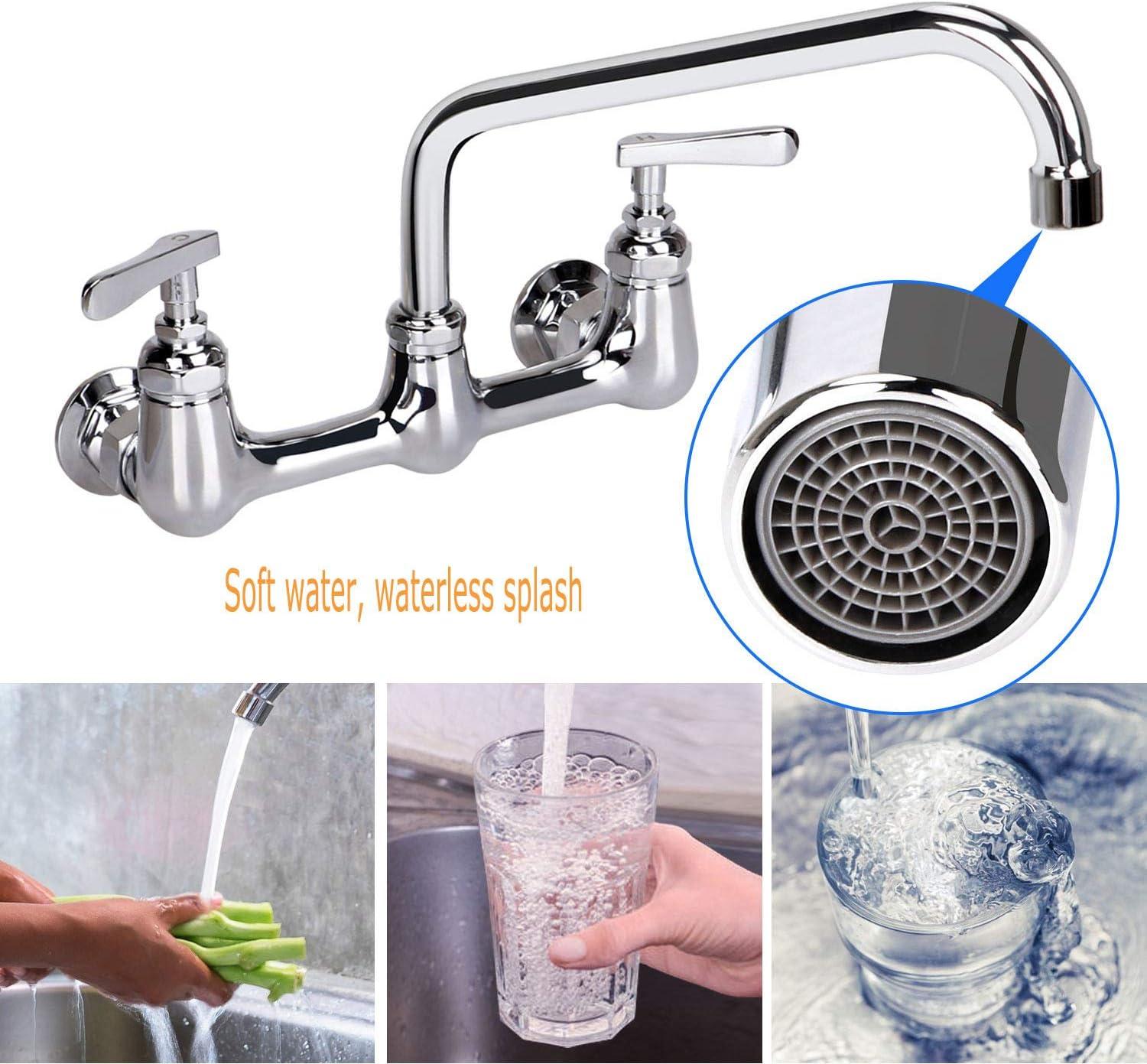 KWODE 8” Swivel Swing Nozzle Spout Replacement Kit for All Brand Commercial Kitchen Sink Faucet with M25*1.25mm Connector Size and 2.2 GPM Aerator, 360°Stainless Steel Add-on Spout Chrome Finish