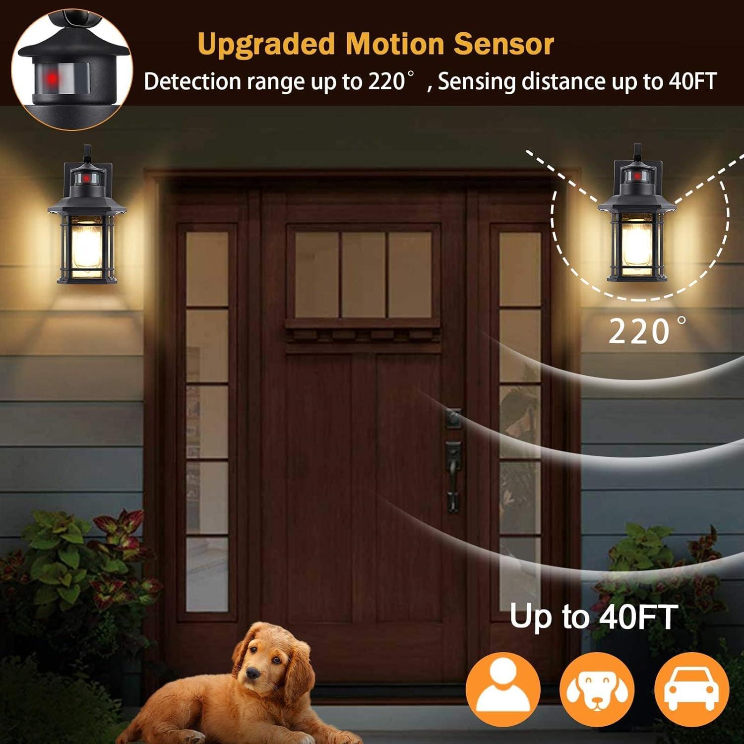 Motion Sensor Wall Lights 2 Pack, Dusk to Dawn Exterior Wall Light