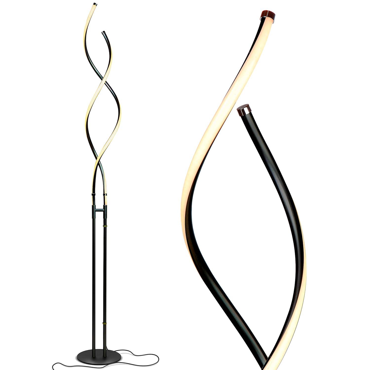 Brightech Embrace 40–60" 2-in-1 Modern LED Spiral Floor and Table Lamp with Black Finish, Adjustable Height, and Built-In 3-Way Dimmer
